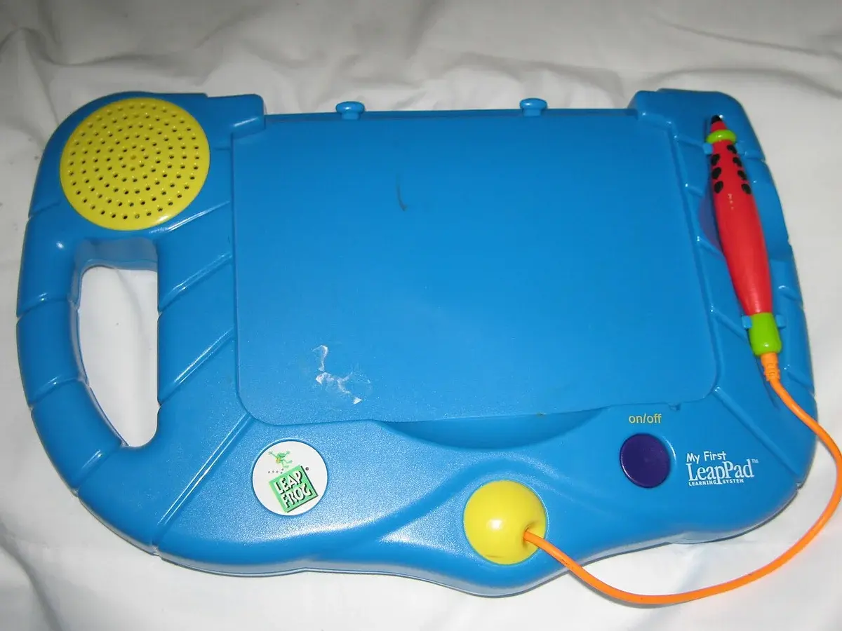 Blue LeapPad children's tablet with stylus