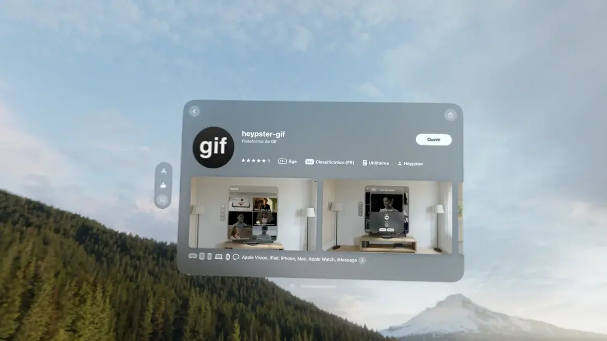 visionOS App Store screen showing the heypster-gif app.