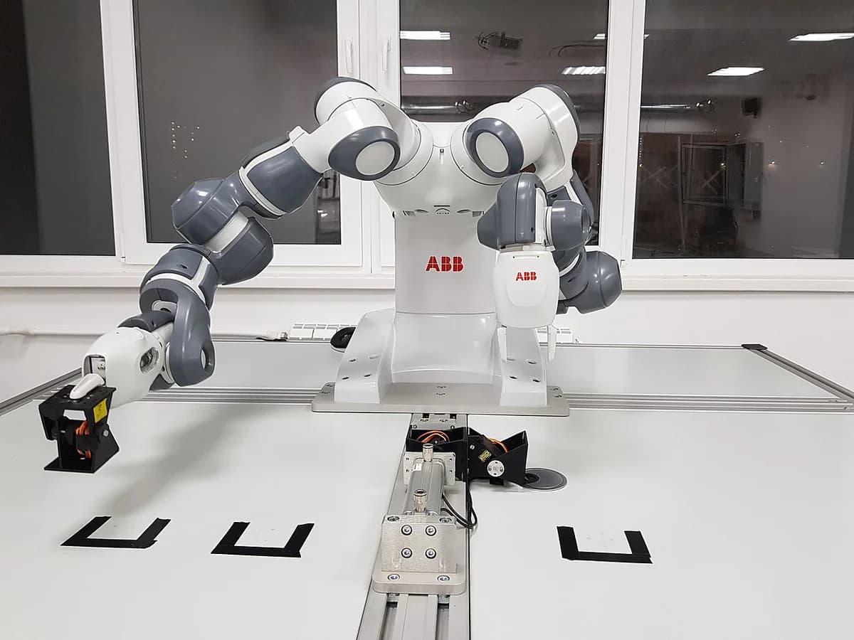 An ABB robotic arm in a robotics laboratory.