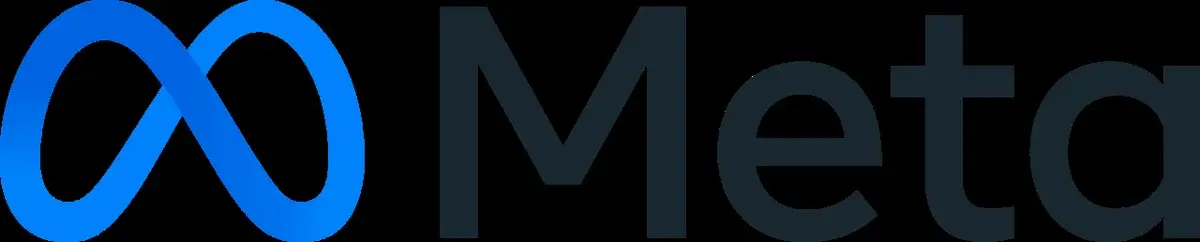 Meta logo on a black background.